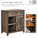Rustic Barn Door Storage Cabinet Modern Farmhouse Buffet Sideboard for Kitchen & Dining Room  Dark Oak