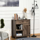 Rustic Barn Door Storage Cabinet Modern Farmhouse Buffet Sideboard for Kitchen & Dining Room  Dark Oak