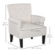 Armchair, Fabric Accent Chair, Modern Living Room Chair with Wood Legs and Rolled Arms for Bedroom, Cream White
