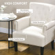 Armchair, Fabric Accent Chair, Modern Living Room Chair with Wood Legs and Rolled Arms for Bedroom, Cream White