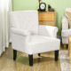 Armchair, Fabric Accent Chair, Modern Living Room Chair with Wood Legs and Rolled Arms for Bedroom, Cream White