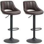Swivel Bar Stools Set of 2, Faux Leather Upholstered Counter Height Barstools with Round Metal Base