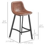 Counter Height Stools Set of 2, Upholstered Kitchen Stool with Back and Steel Legs