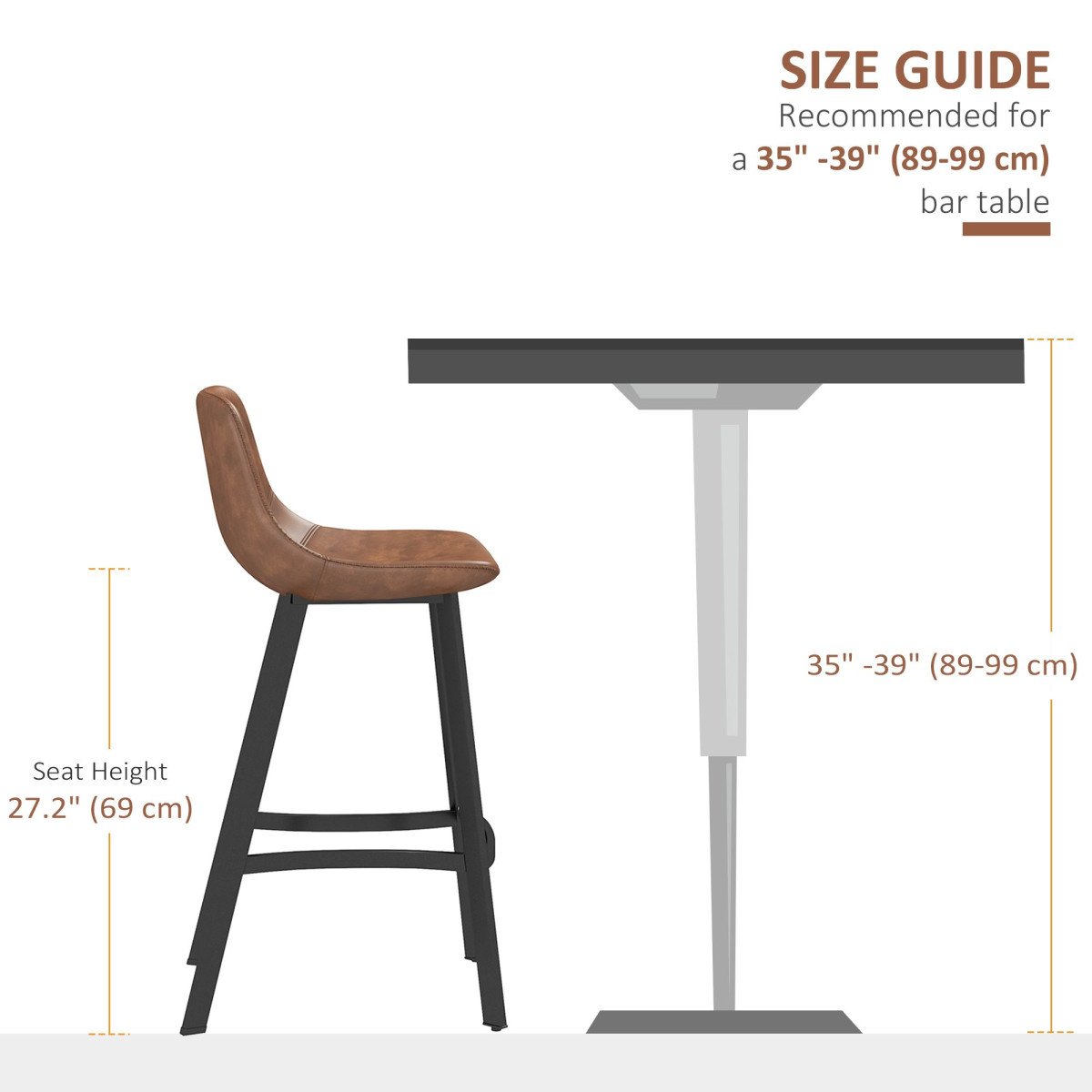 Counter Height Stools Set of 2, Upholstered Kitchen Stool with Back and Steel Legs