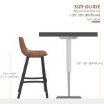 Counter Height Stools Set of 2, Upholstered Kitchen Stool with Back and Steel Legs