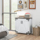 Sideboard Buffet, Kitchen Storage Cabinet with Barn Door and Adjustable Shelves, White and Brown