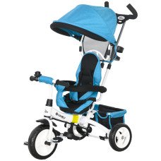 Qaba 6 in 1 Toddler Tricycle Stroller with Basket, Canopy, 5-point Safety Harness, for 12-60 Months, Blue