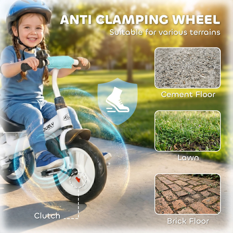 Qaba 6 in 1 Tricycle for Toddler 1-5 Years with Parent-Push Handle, Green