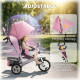 Qaba 6 in 1 Tricycle for Toddler 1-5 Years with Parent-Push Handle, Pink