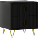 Bedside Table, Modern Nightstand with 2 Drawers, Side End Table with Metal Legs for Living Room, Bedroom, Black