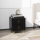 Bedside Table, Modern Nightstand with 2 Drawers, Side End Table with Metal Legs for Living Room, Bedroom, Black