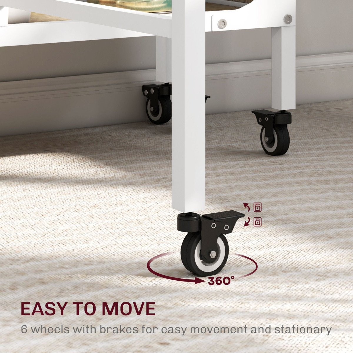 Folding Dining Table, Extendable Kitchen Table for Small Spaces with Storage Shelf and 6 Wheels, Natural Wood