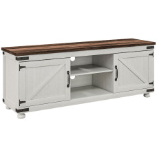 Farmhouse TV Stand Small Minimalist Barn Doors Cable Management for 65