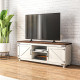 Farmhouse TV Stand Small Minimalist Barn Doors Cable Management for 65