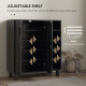 Shoe Storage with Double Doors and Open Shelves 17 Pair Shoe Storage Organizer for Entryway Hallway Black