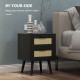 Boho Nightstands Set of 2, Bedside Tables with 2 Drawers for Living Room, Bedroom, Black