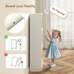 Rattan Shoe Storage Cabinet with 3 Flip Drawers and Adjustable Shelves, Entryway Shoe Cabinet for 18 Pairs, White