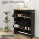 Small Shoe Cabinet with 2 Flip Drawers and Adjustable Shelves, 12 Pair Shoe Storage Organizer for Hallway, Black