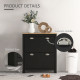 Small Shoe Cabinet with 2 Flip Drawers and Adjustable Shelves, 12 Pair Shoe Storage Organizer for Hallway, Black