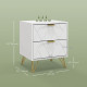 Modern Bedside Table, Accent Nightstand with 2 Drawers, Bed End Table for Bedroom, Living Room, White