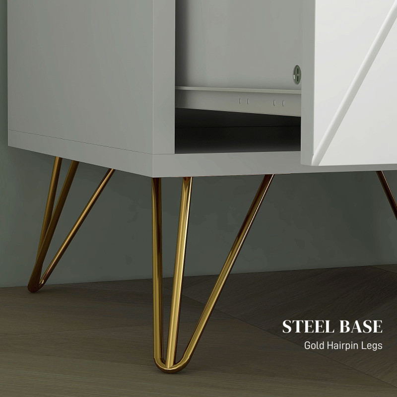 Modern Bedside Table, Accent Nightstand with 2 Drawers, Bed End Table for Bedroom, Living Room, White