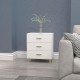 3 Drawer Cabinet, Drawer Chest for Bedroom, Chest of Drawers with Aluminium Legs and Gold Handles, White