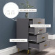 4 Drawer Cabinet, Drawer Chest for Bedroom, Chest of Drawers with Aluminium Legs and Gold Handles, Dark Grey