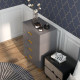 4 Drawer Cabinet, Drawer Chest for Bedroom, Chest of Drawers with Aluminium Legs and Gold Handles, Dark Grey