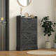 Slim Shoe Storage Cabinet, Farmhouse Shoe Cabinet with 2 Flip Drawers, Adjustable Shelves for 8 Pairs, Distressed Grey