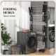 Garment Drying Rack Stainless Steel Folding Clothes Hanging Rack with Side Wings Castors for Indoor Outdoor Black