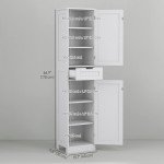 Freestanding Bathroom Cabinet with Drawer and 2 Doors, Tall Bathroom Cupboard for Kitchen, Study, Living Room