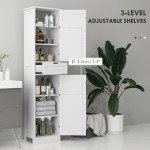 Freestanding Bathroom Cabinet with Drawer and 2 Doors, Tall Bathroom Cupboard for Kitchen, Study, Living Room