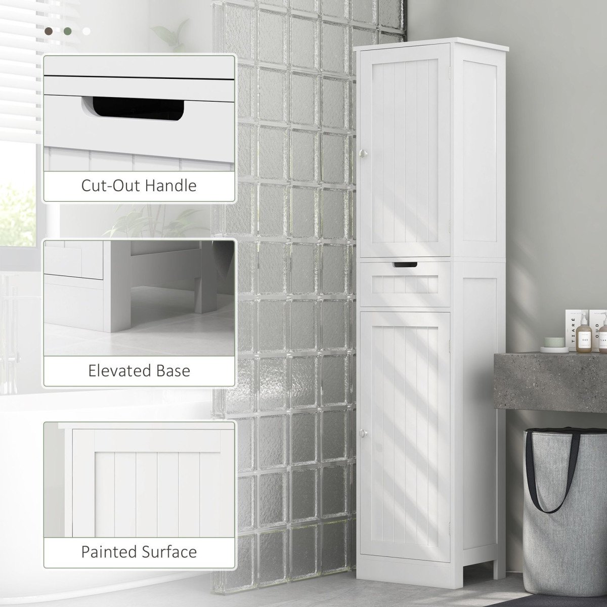 Freestanding Bathroom Cabinet with Drawer and 2 Doors, Tall Bathroom Cupboard for Kitchen, Study, Living Room