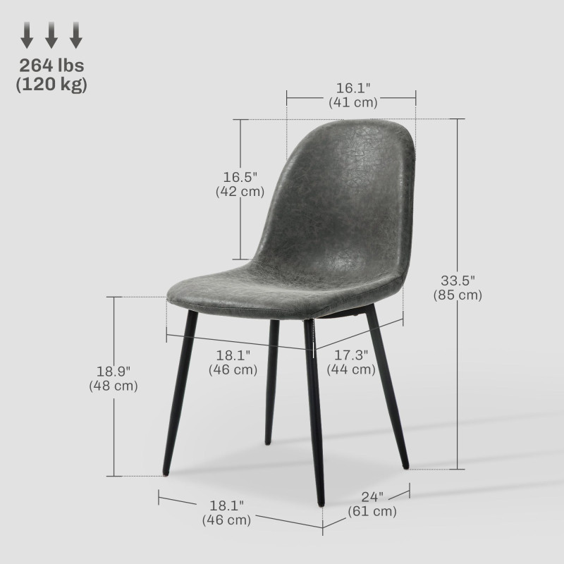 Retro Dining Table Chairs Set of 4, PU Leather Upholstered Kitchen Table Chairs for Living Room, Bedroom