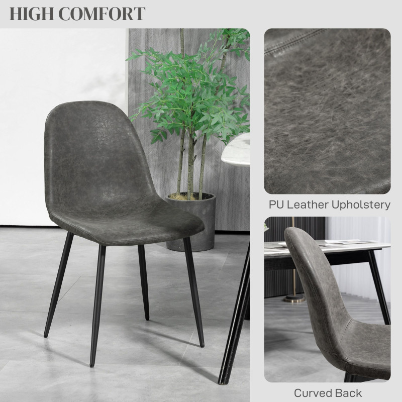 Retro Dining Table Chairs Set of 4, PU Leather Upholstered Kitchen Table Chairs for Living Room, Bedroom