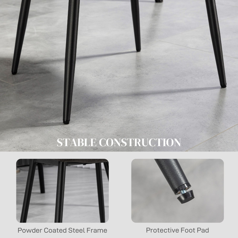 Retro Dining Table Chairs Set of 4, PU Leather Upholstered Kitchen Table Chairs for Living Room, Bedroom