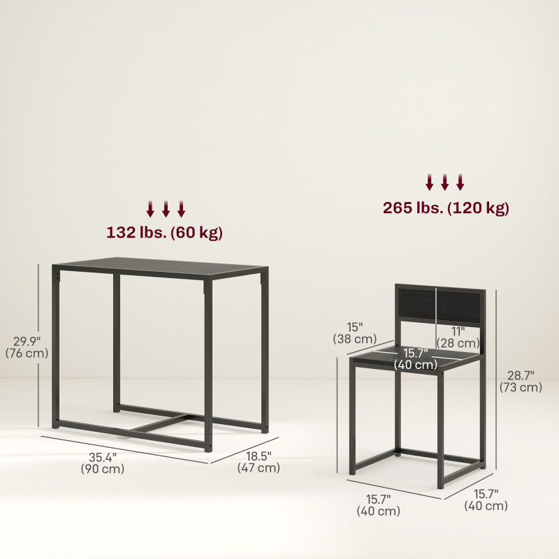 Dining Table Set, Industrial Dining Set for 2, Kitchen Table and Chairs for Small Space, Dining Room Table with Chairs