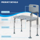 6-Level Adjustable Bath and Shower Transfer Bench Aluminum Chair with Non-Slip Feet, Armrest & Backrest Grey
