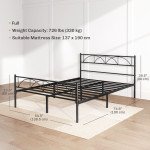 Metal Full Platform Bed Frame with Headboard, Steel Slat Support, Underbed Storage, No Box Spring Needed, Easy Assembly