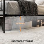 Metal Full Platform Bed Frame with Headboard, Steel Slat Support, Underbed Storage, No Box Spring Needed, Easy Assembly