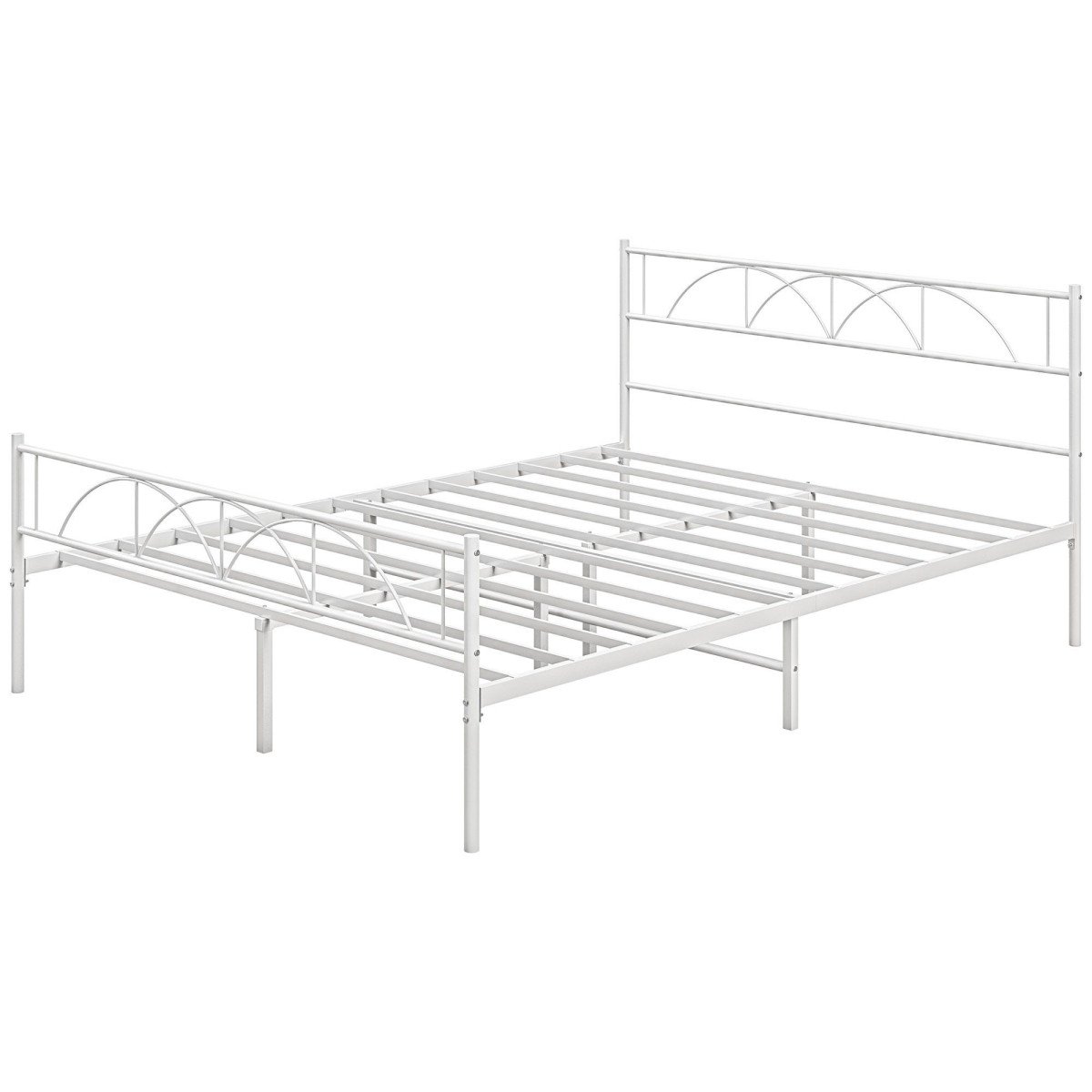 Metal Queen Platform Bed Frame with Headboard, Steel Slat Support, Underbed Storage, No Box Spring Needed, Easy Assembly