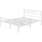 Metal Queen Platform Bed Frame with Headboard, Steel Slat Support, Underbed Storage, No Box Spring Needed, Easy Assembly