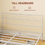 Metal Queen Platform Bed Frame with Headboard, Steel Slat Support, Underbed Storage, No Box Spring Needed, Easy Assembly