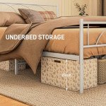Metal Queen Platform Bed Frame with Headboard, Steel Slat Support, Underbed Storage, No Box Spring Needed, Easy Assembly