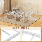 Metal Queen Platform Bed Frame with Headboard, Steel Slat Support, Underbed Storage, No Box Spring Needed, Easy Assembly