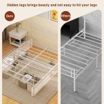 Metal Queen Platform Bed Frame with Headboard, Steel Slat Support, Underbed Storage, No Box Spring Needed, Easy Assembly