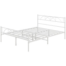 Metal Full Platform Bed Frame with Headboard, Steel Slat Support, Underbed Storage, No Box Spring Needed, Easy Assembly
