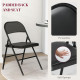 Set of 2 Metal Foldable Chairs, PU Leather Padded Folding Chairs with Cushion Seat and Open Back for Indoor, Black
