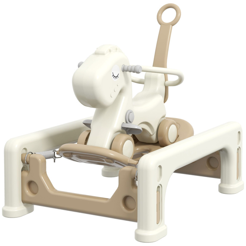 Qaba 5 in 1 Rocking Horse for Toddlers 1-6 Years with Balance Board, Push Handle, 4 Smooth Wheels