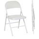 Set of 2 Metal Foldable Chairs, PU Leather Padded Folding Chairs with Cushion Seat and Open Back for Indoor, White